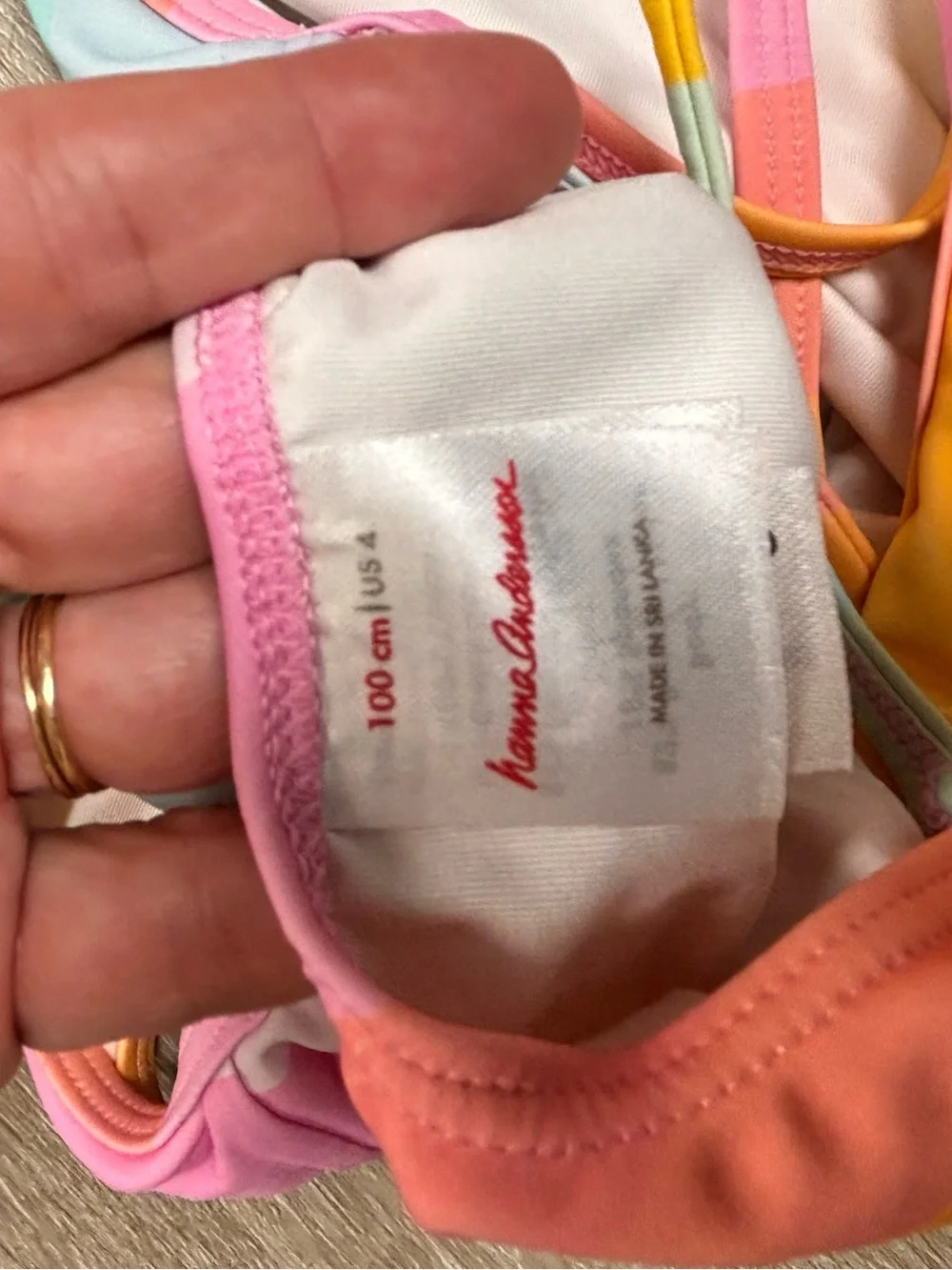 Hanna Andersson one-piece Swimsuit Pink Orange Girls 4